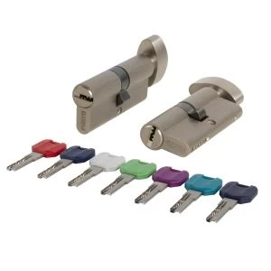 Цилиндровый механизм MaxPro7002Knob100mm(45+10+45) SN никель 7key с вертушкой