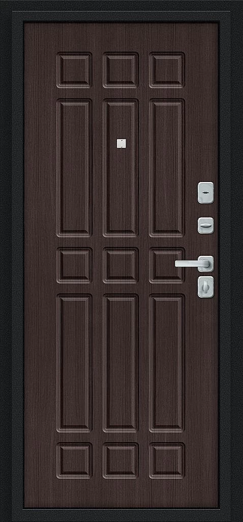 Входная дверь Мило МФ/BChrome Букле черное/Wenge Melinga BR6203