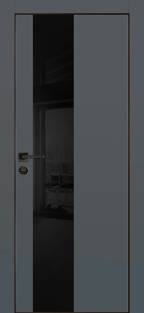 Фото Межкомнатная дверь PX-6 черная кромка с 4-х ст. Графит матовый