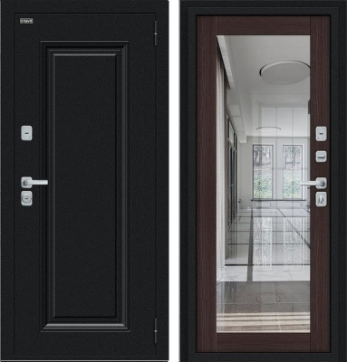 Дверь Браво Thermo Флэш МФ/BChrome Букле черное/Wenge Melinga