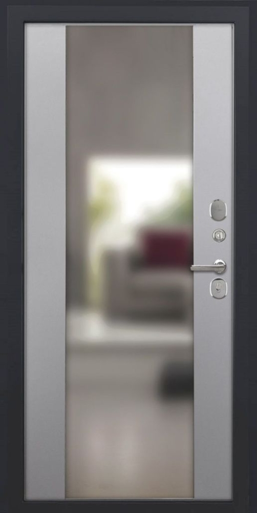 Входная дверь ДвериПРО L Термо Алиса (16мм, ПВХ софт грей, зеркало) DPRO195343 внутренняя сторона